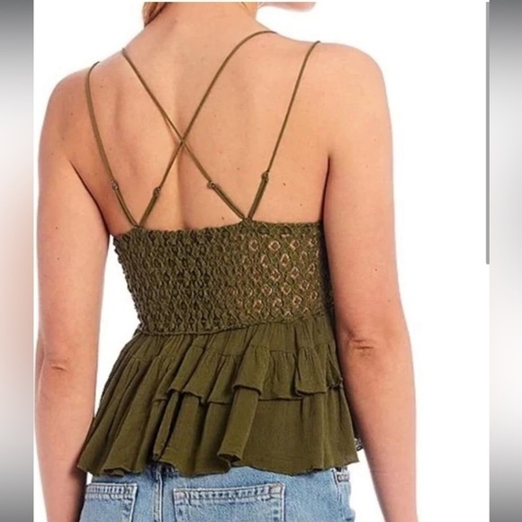 NWT Free People Adella cami in olive sparrow - Picture 3 of 4